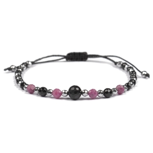 Bransoletka celebrytka czarny TURMALIN RUBIN HEMATYT ochrona i optymizm